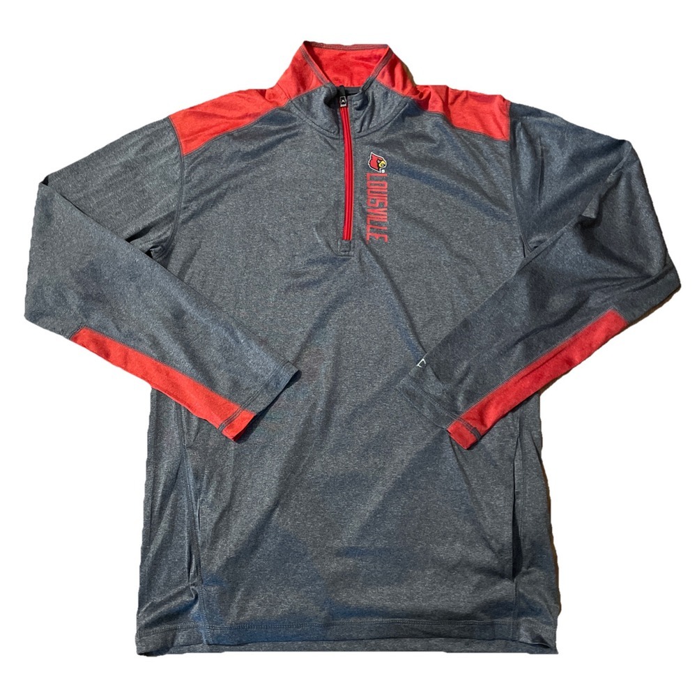 Louisville Cardinals 1/4‎ Sleeve Long Sleeve Pullover Champion Medium Gray